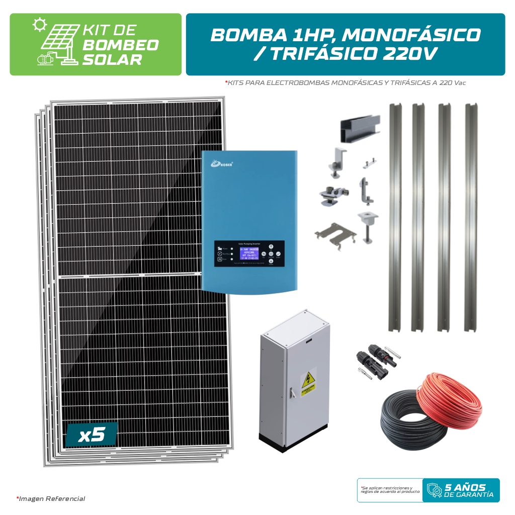 KIT BOMBEO SOLAR PARA BOMBA 1HP, MONOFÁSICO/TRIFÁSICO 220Vac