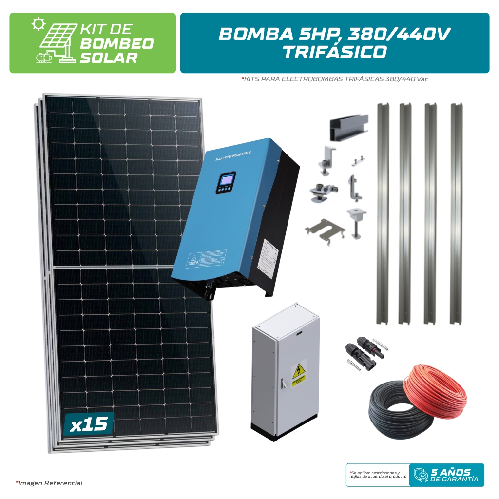 KIT BOMBEO SOLAR PARA BOMBA 5HP, 380/440Vac TRIFÁSICO