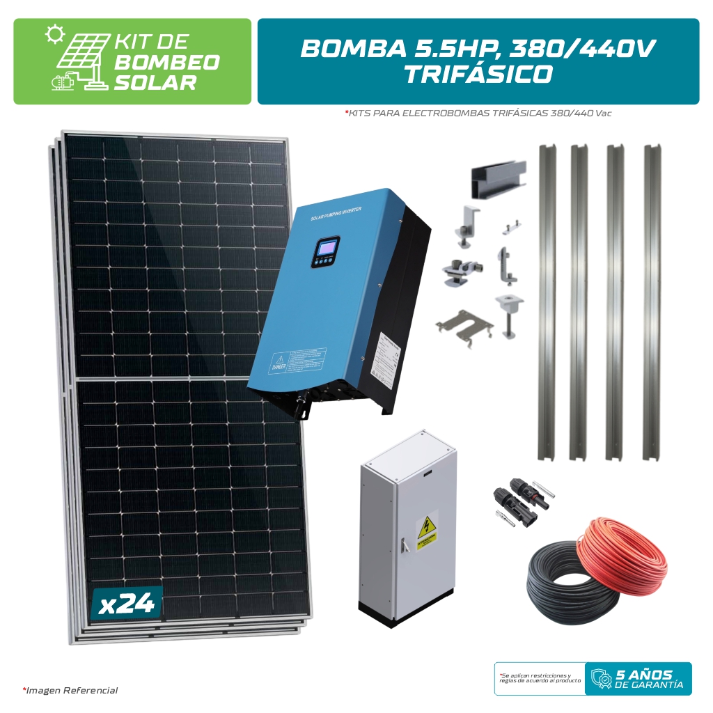 KIT BOMBEO SOLAR PARA BOMBA 5.5HP, 380/440Vac TRIFÁSICO