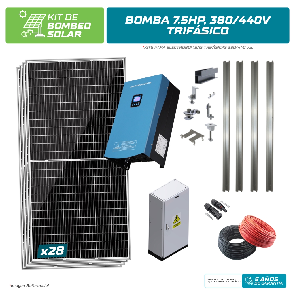 KIT BOMBEO SOLAR PARA BOMBA 7.5HP, 380/440Vac TRIFÁSICO
