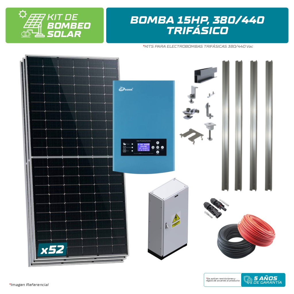 KIT BOMBEO SOLAR PARA BOMBA 15HP, 380/440Vac TRIFÁSICO
